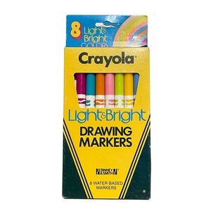 Rare Vintage 1985 Crayola LIGHT & Bright Thin Markers 8 Pack Movie prop DRIED UP